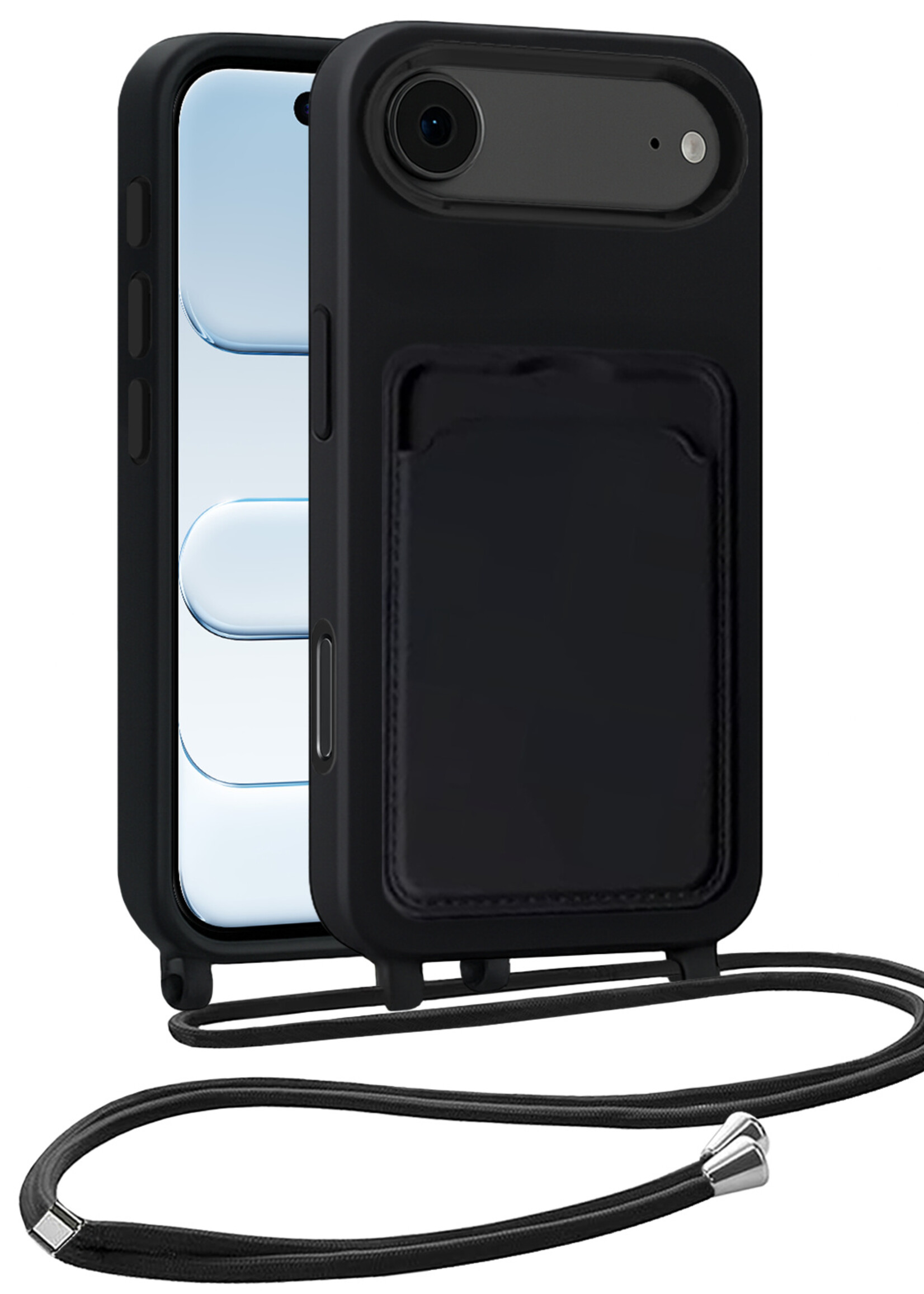 BTH BTH iPhone Air Hoesje Pashouder met Koord - Zwart