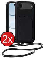 BTH BTH iPhone Air Hoesje Pashouder met Koord - Zwart - 2 PACK