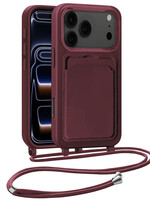 BTH BTH iPhone 17 Pro Hoesje Pashouder met Koord - Aubergine