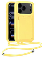 BTH BTH iPhone 17 Pro Hoesje Pashouder met Koord - Geel