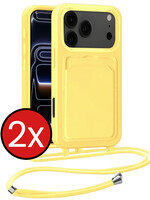 BTH BTH iPhone 17 Pro Hoesje Pashouder met Koord - Geel - 2 PACK