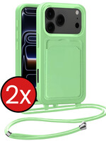 BTH BTH iPhone 17 Pro Hoesje Pashouder met Koord - Groen - 2 PACK