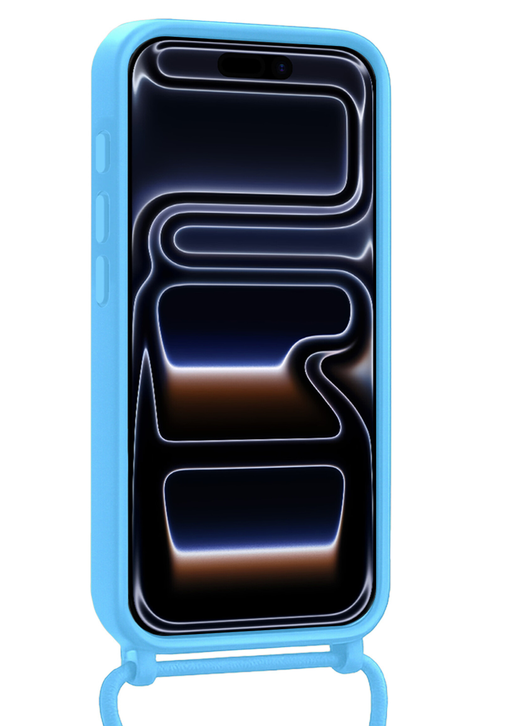 BTH BTH iPhone 17 Pro Hoesje Pashouder met Koord Met Screenprotector - Lichtblauw