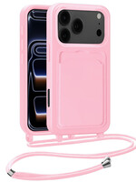 BTH BTH iPhone 17 Pro Hoesje Pashouder met Koord - Lichtroze
