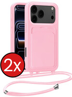 BTH BTH iPhone 17 Pro Hoesje Pashouder met Koord - Lichtroze - 2 PACK