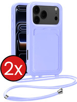 BTH BTH iPhone 17 Pro Hoesje Pashouder met Koord - Lila - 2 PACK