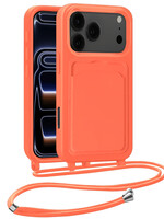BTH BTH iPhone 17 Pro Hoesje Pashouder met Koord - Papaya