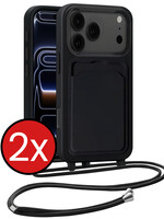 BTH BTH iPhone 17 Pro Hoesje Pashouder met Koord - Zwart - 2 PACK