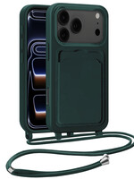 BTH BTH iPhone 17 Pro Max Hoesje Pashouder met Koord - Donkergroen