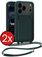 BTH BTH iPhone 17 Pro Max Hoesje Pashouder met Koord - Donkergroen - 2 PACK
