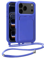BTH BTH iPhone 17 Pro Max Hoesje Pashouder met Koord - Fel Blauw
