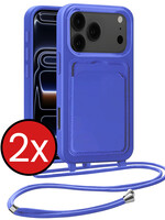 BTH BTH iPhone 17 Pro Max Hoesje Pashouder met Koord - Fel Blauw - 2 PACK