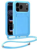 BTH BTH iPhone 17 Pro Max Hoesje Pashouder met Koord - Lichtblauw