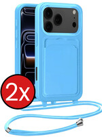BTH BTH iPhone 17 Pro Max Hoesje Pashouder met Koord - Lichtblauw - 2 PACK