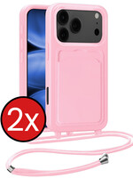 BTH BTH iPhone 17 Pro Max Hoesje Pashouder met Koord - Lichtroze - 2 PACK