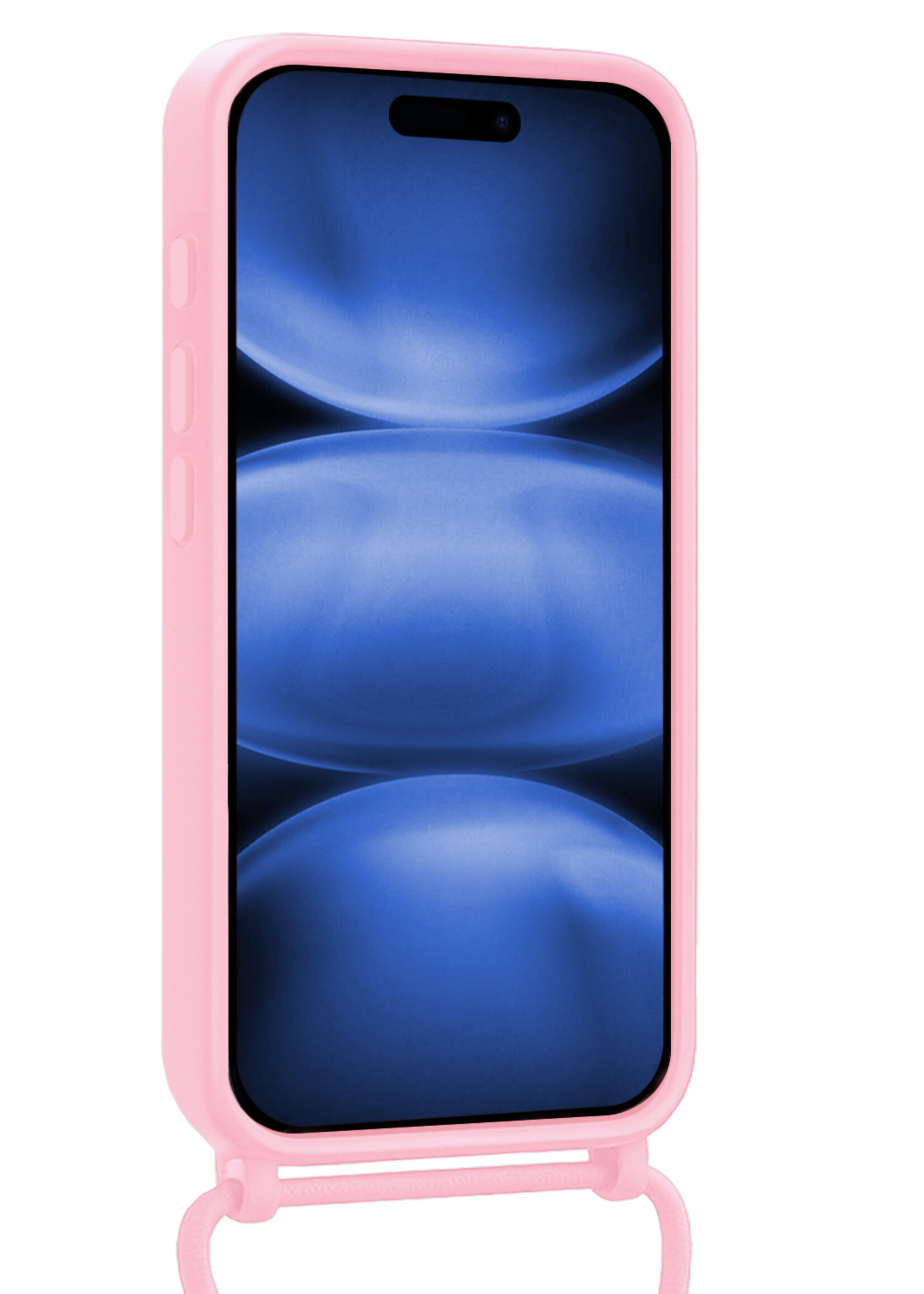 BTH BTH iPhone 17 Pro Max Hoesje Pashouder met Koord Met Screenprotector - Lichtroze