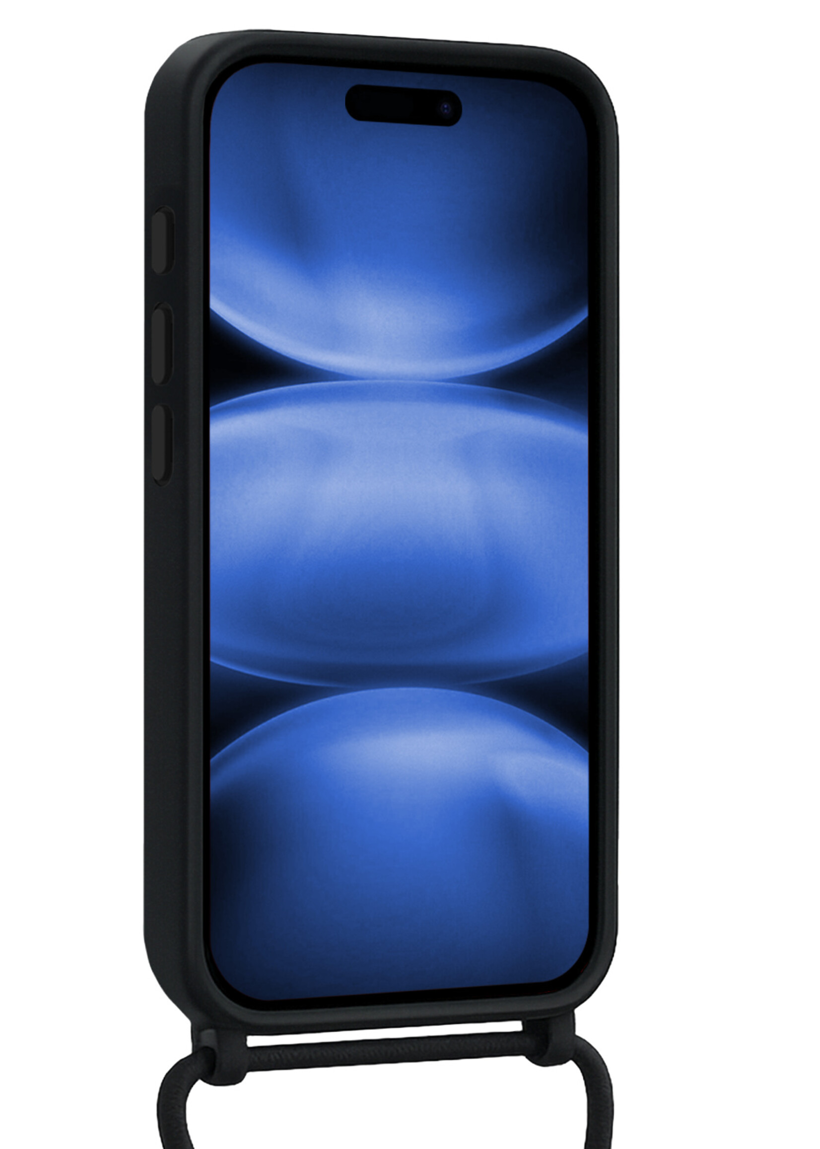 BTH BTH iPhone 17 Pro Max Hoesje Pashouder met Koord Met Screenprotector - Zwart