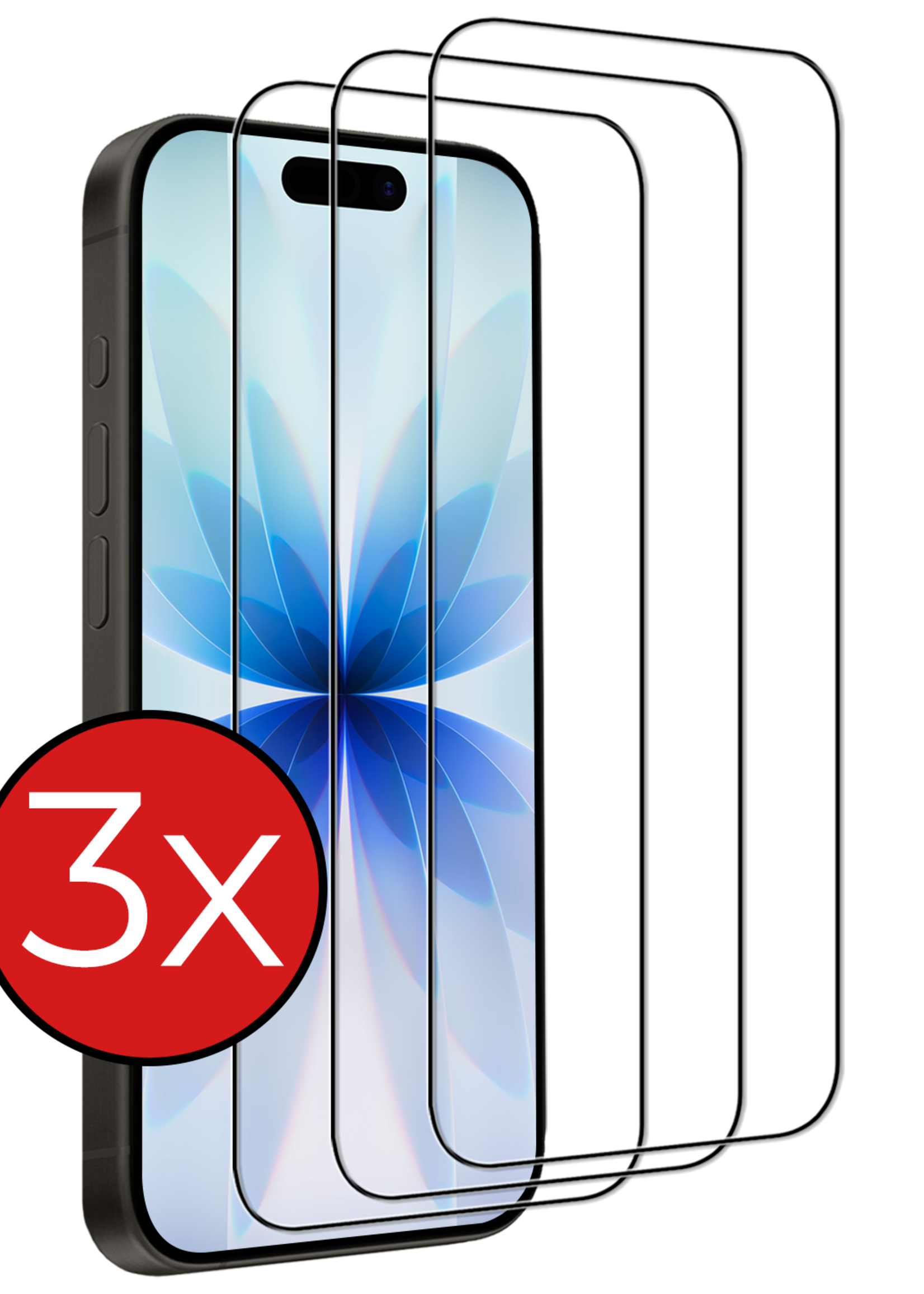 BTH BTH iPhone 17 Screenprotector Glas Full Cover 2D - 3 PACK