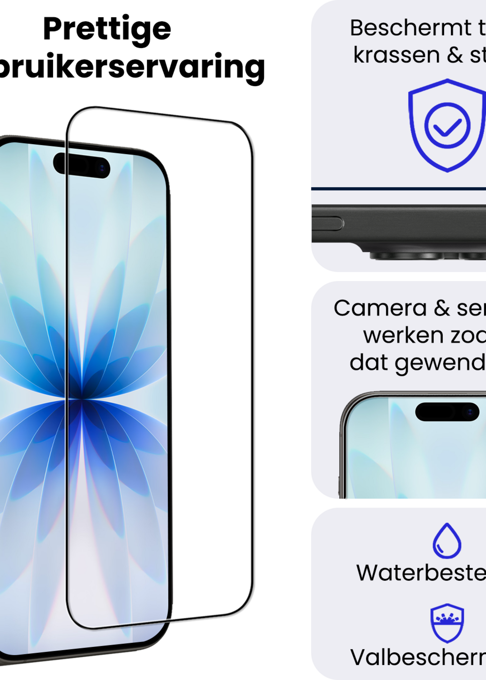 BTH BTH iPhone 17 Screenprotector Glas Full Cover 2D - 3 PACK