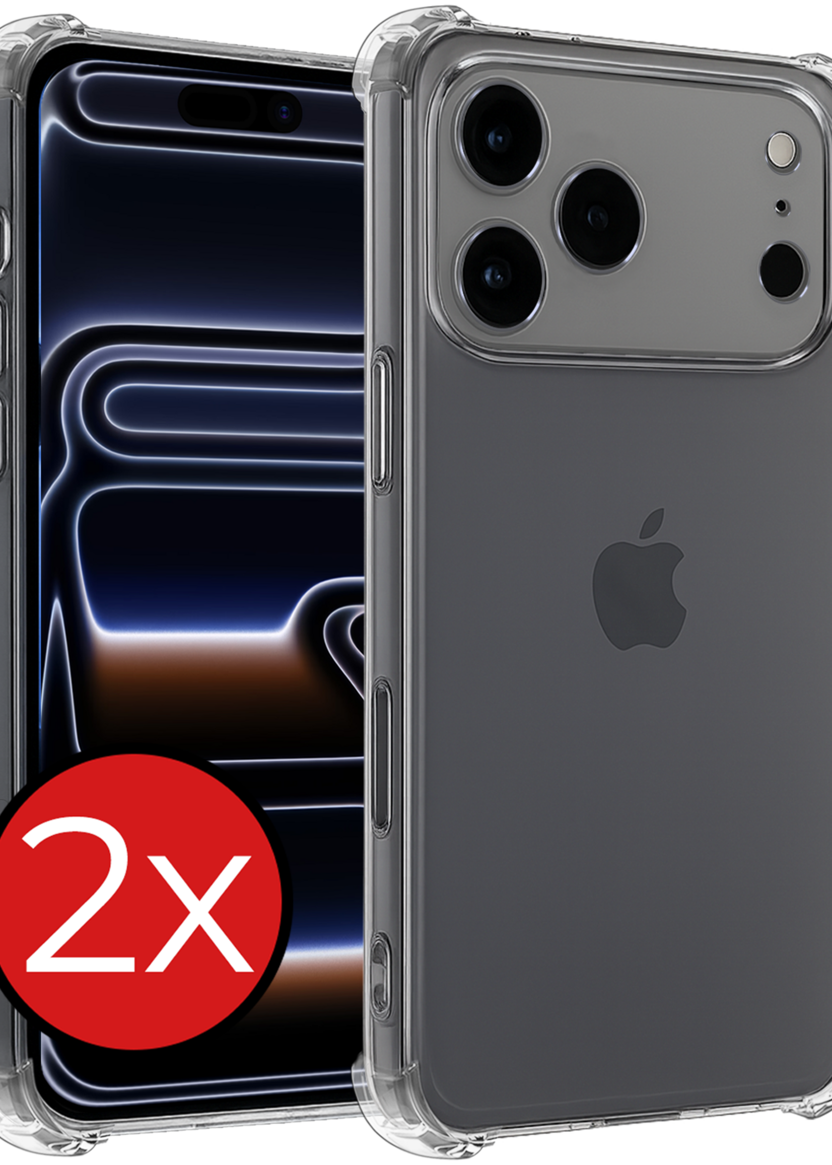 BTH BTH iPhone 17 Pro Hoesje Shockproof - Transparant - 2 PACK