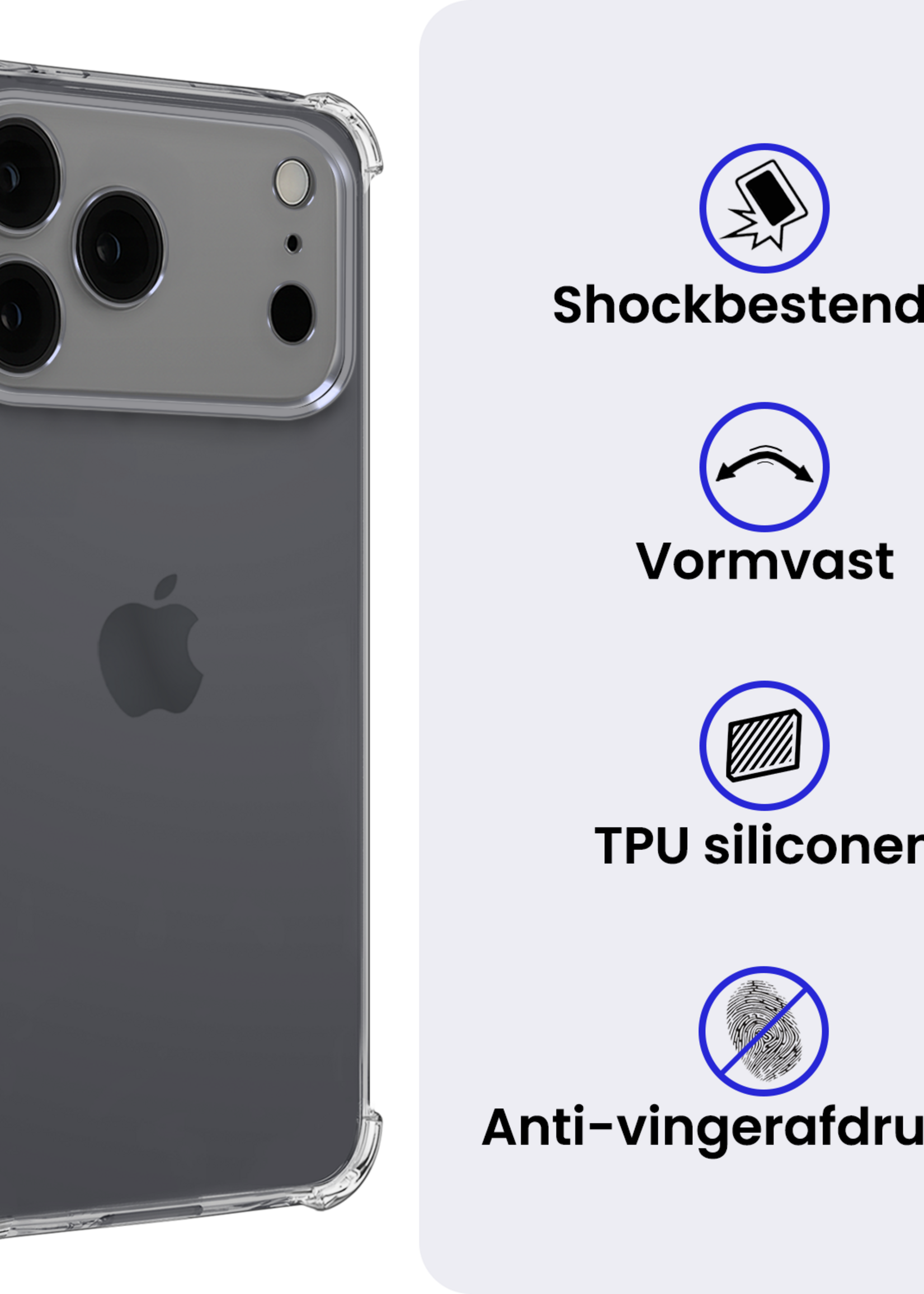 BTH BTH iPhone 17 Pro Max Hoesje Shockproof - Transparant
