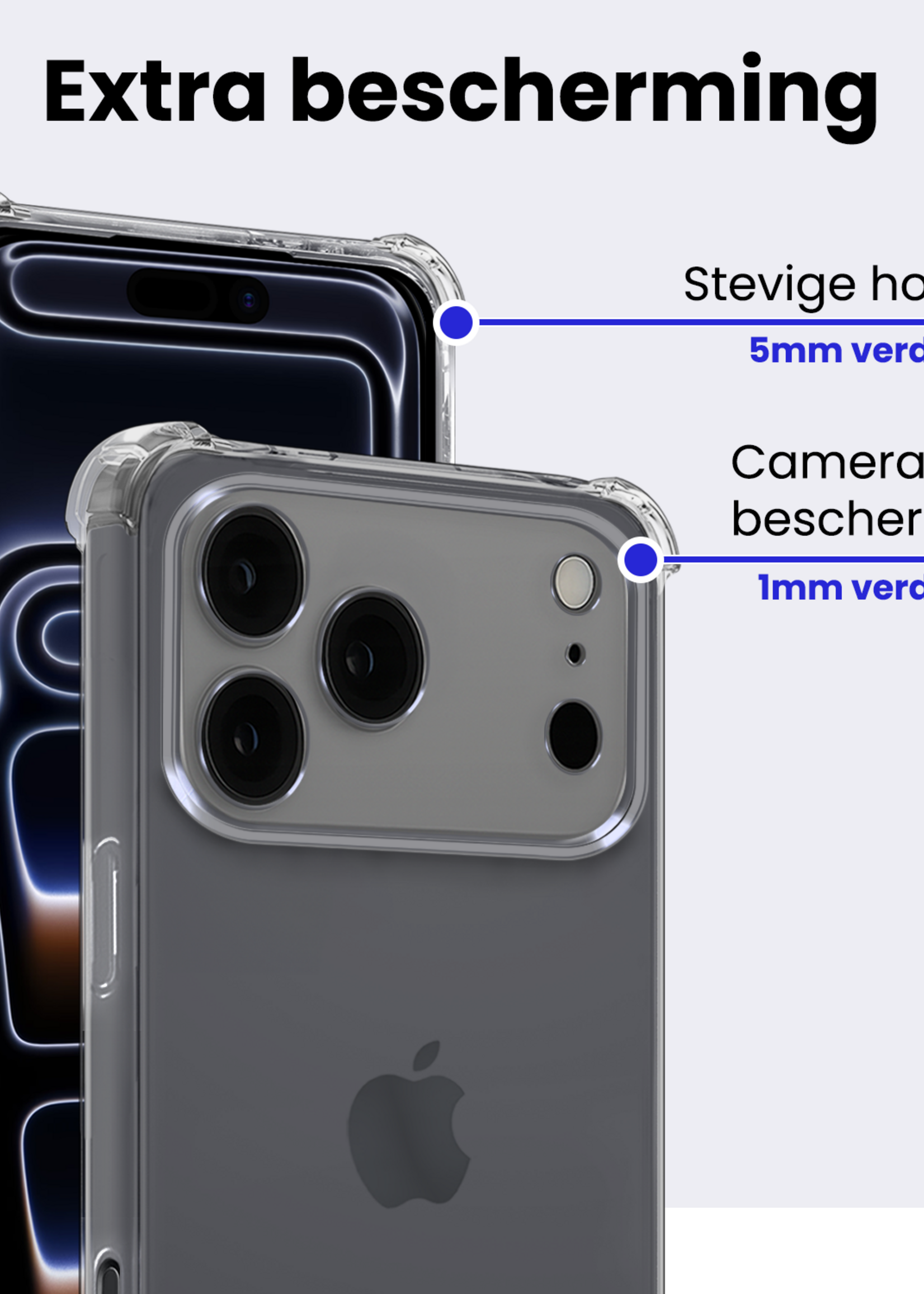 BTH BTH iPhone 17 Pro Max Hoesje Shockproof - Transparant - 2 PACK