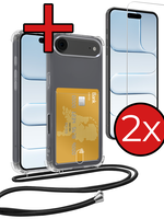 BTH BTH iPhone Air Hoesje Pashouder met Koord Met 2x Screenprotector