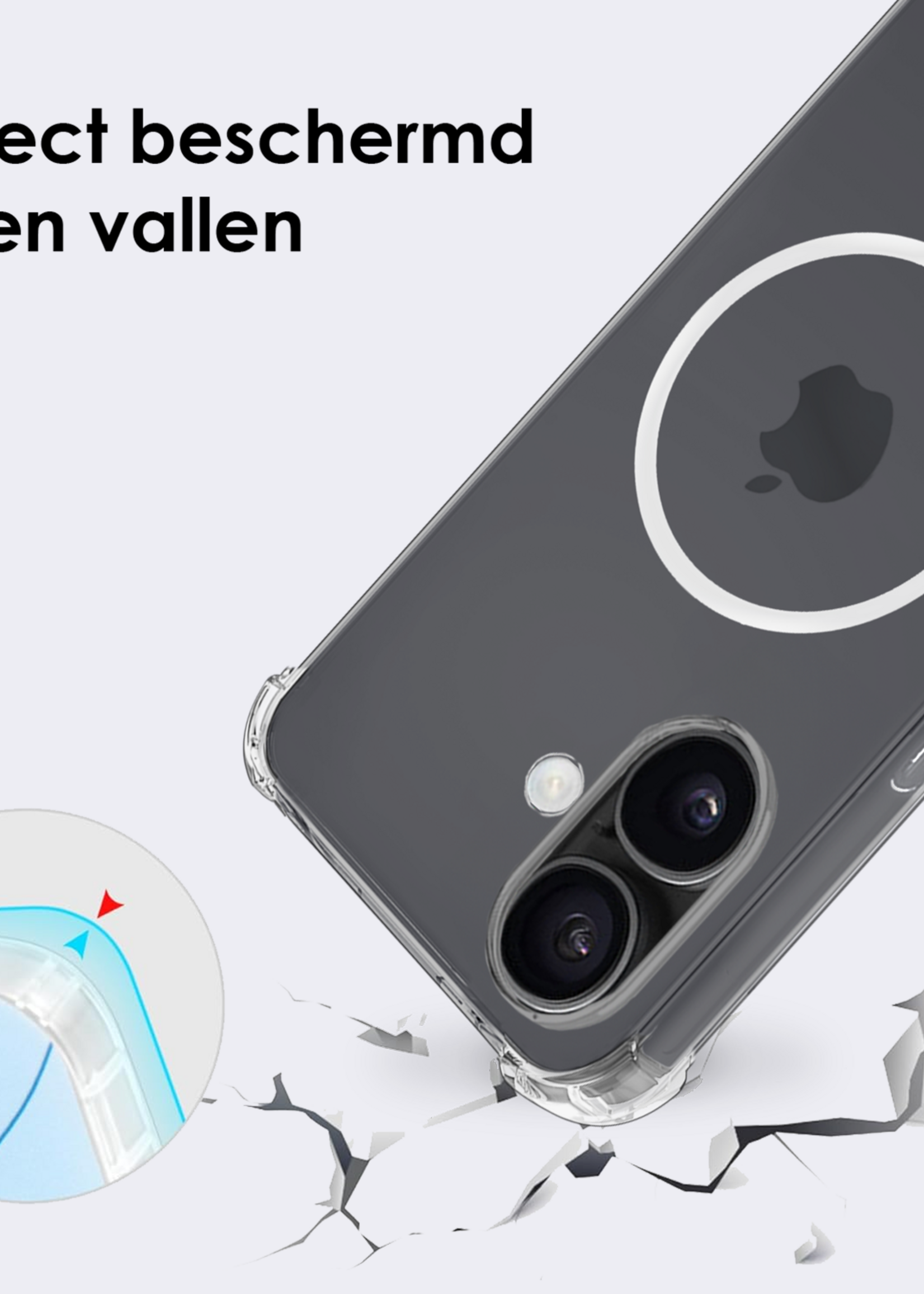 BTH BTH iPhone 17 Magsafe Hoesje Transparant Met 2x Screenprotector