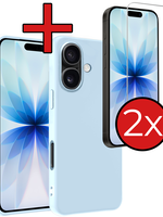 BTH BTH iPhone 17 Hoesje Siliconen Met 2x Screenprotector Met Dichte Notch - Lichtblauw