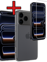 BTH BTH iPhone 17 Pro Hoesje Siliconen Met Screenprotector Met Dichte Notch - Transparant