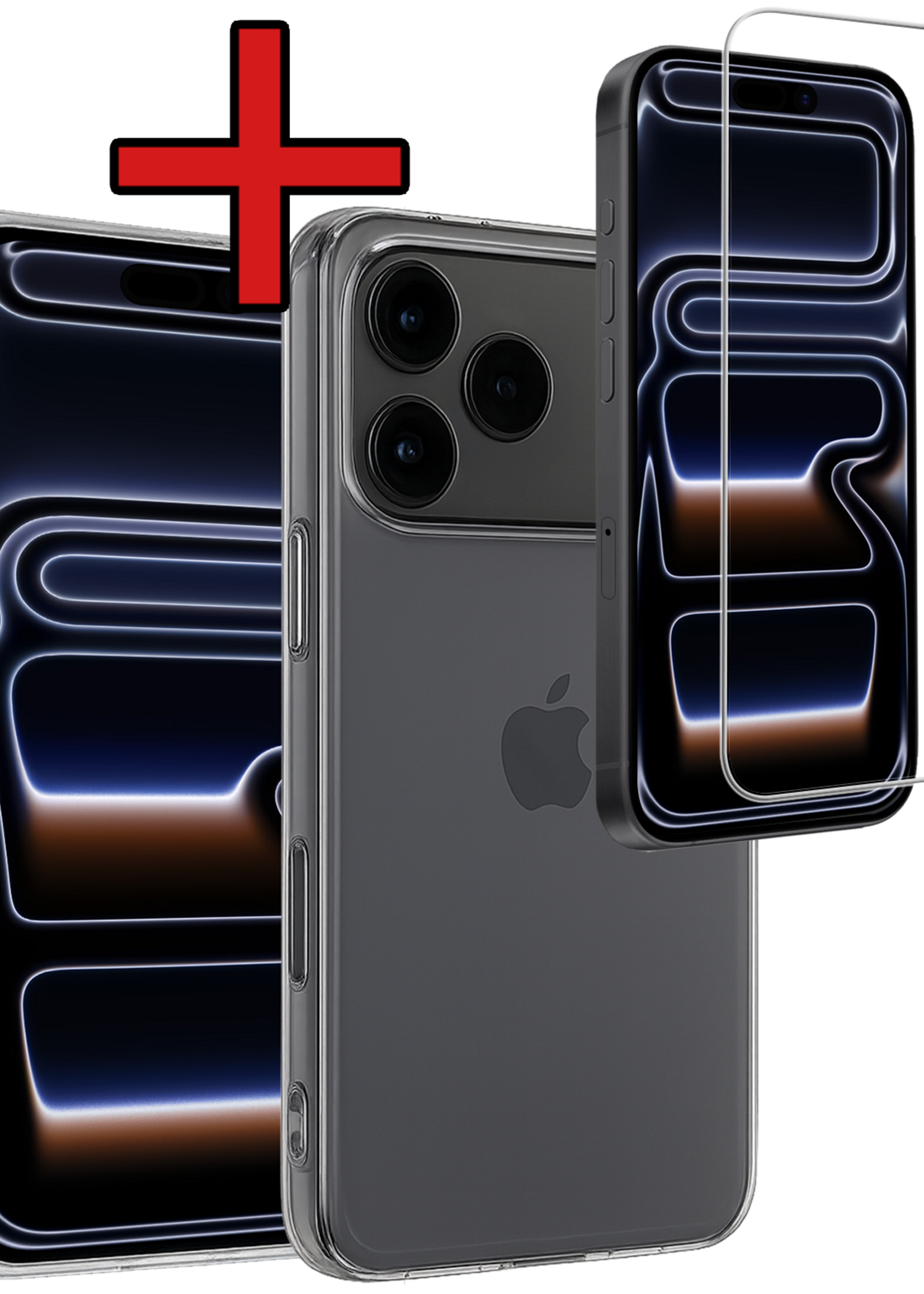 BTH BTH iPhone 17 Pro Hoesje Siliconen Met Screenprotector Met Dichte Notch - Transparant