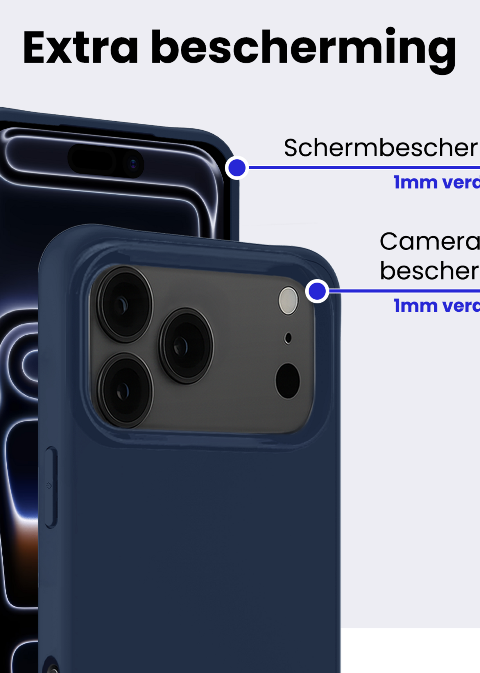 BTH BTH iPhone 17 Pro Max Hoesje Siliconen - Donkerblauw