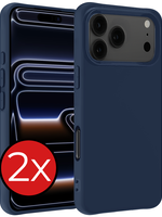 BTH BTH iPhone 17 Pro Max Hoesje Siliconen - Donkerblauw - 2 PACK