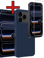 BTH BTH iPhone 17 Pro Max Hoesje Siliconen Met Screenprotector Met Dichte Notch - Donkerblauw