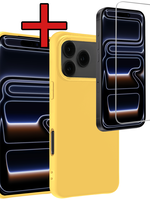 BTH BTH iPhone 17 Pro Max Hoesje Siliconen Met Screenprotector Met Dichte Notch - Geel