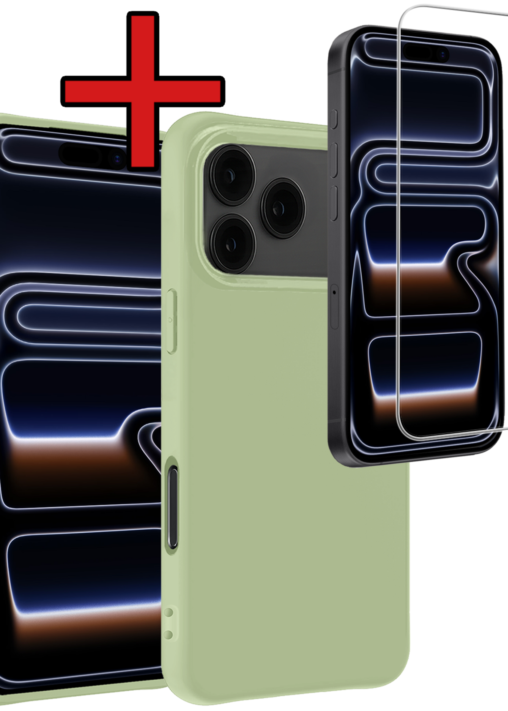 BTH BTH iPhone 17 Pro Max Hoesje Siliconen Met Screenprotector Met Dichte Notch - Groen