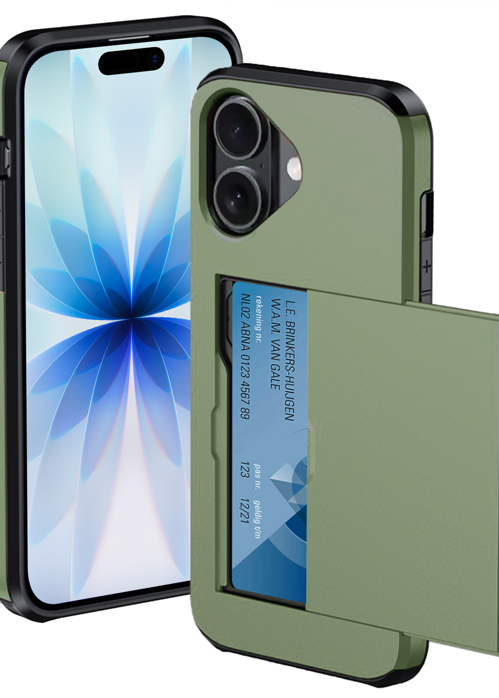 BTH BTH iPhone 17 Hoesje Pashouder Hard - Donker Groen