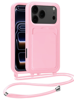BTH BTH iPhone 17 Pro Max Hoesje Pashouder met Koord - Lichtroze