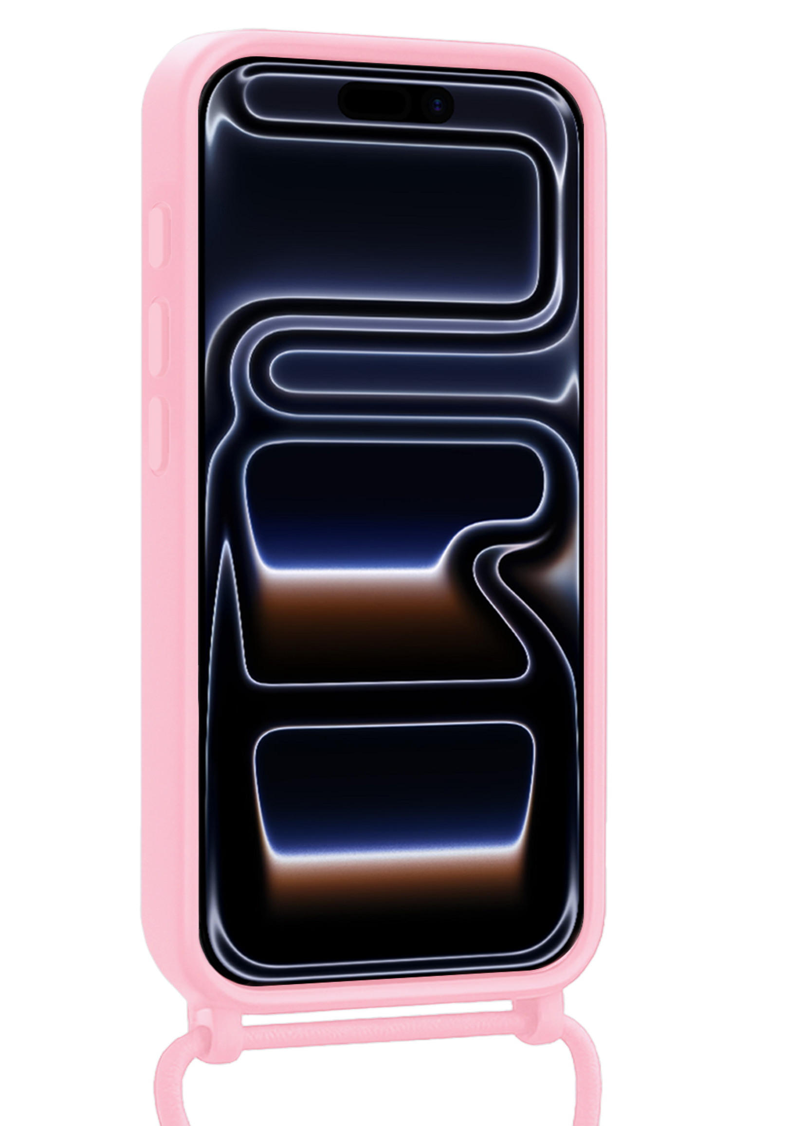 BTH BTH iPhone 17 Pro Max Hoesje Pashouder met Koord Met 2x Screenprotector - Lichtroze