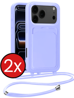 BTH BTH iPhone 17 Pro Max Hoesje Pashouder met Koord - Lila - 2 PACK