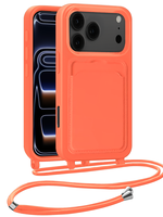 BTH BTH iPhone 17 Pro Max Hoesje Pashouder met Koord - Papaya