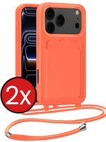 BTH BTH iPhone 17 Pro Max Hoesje Pashouder met Koord - Papaya - 2 PACK