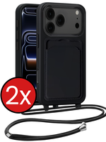 BTH BTH iPhone 17 Pro Max Hoesje Pashouder met Koord - Zwart - 2 PACK