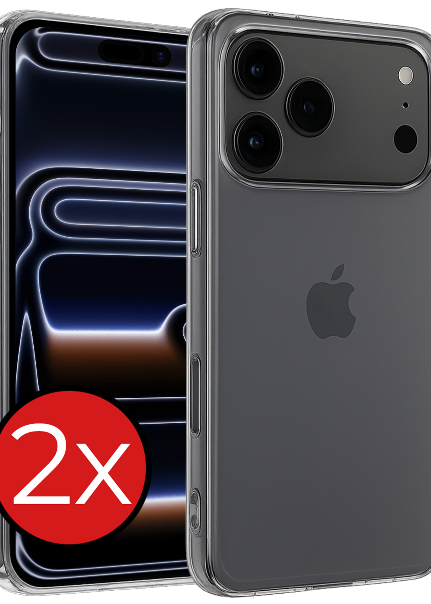 BTH BTH iPhone 17 Pro Hoesje Siliconen - Transparant - 2 PACK