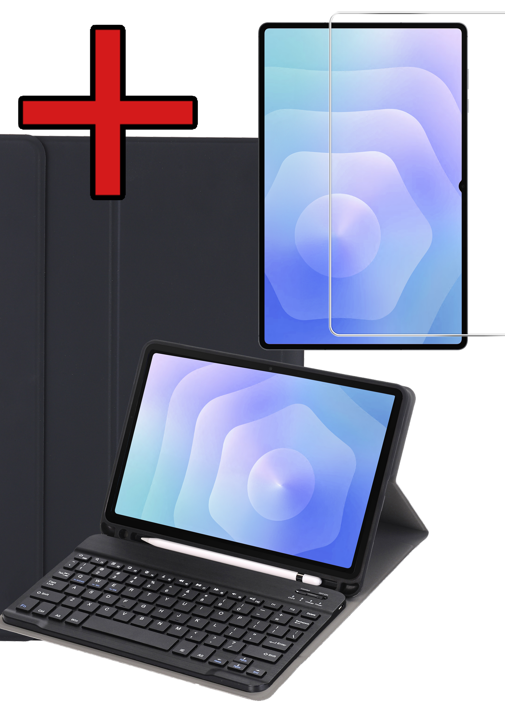 BTH BTH Samsung Galaxy Tab S11 Ultra Toetsenbordhoes Met Screenprotector - Zwart