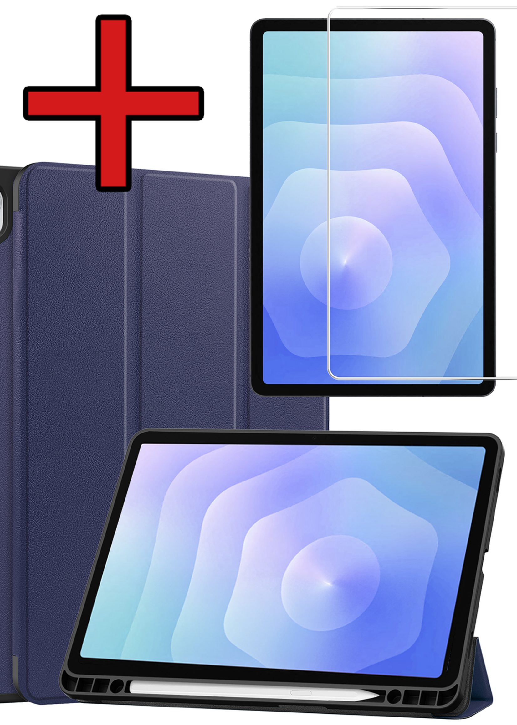 BTH BTH Samsung Galaxy Tab S11 Hoesje Met Uitsparing S Pen Met Screenprotector - Donkerblauw