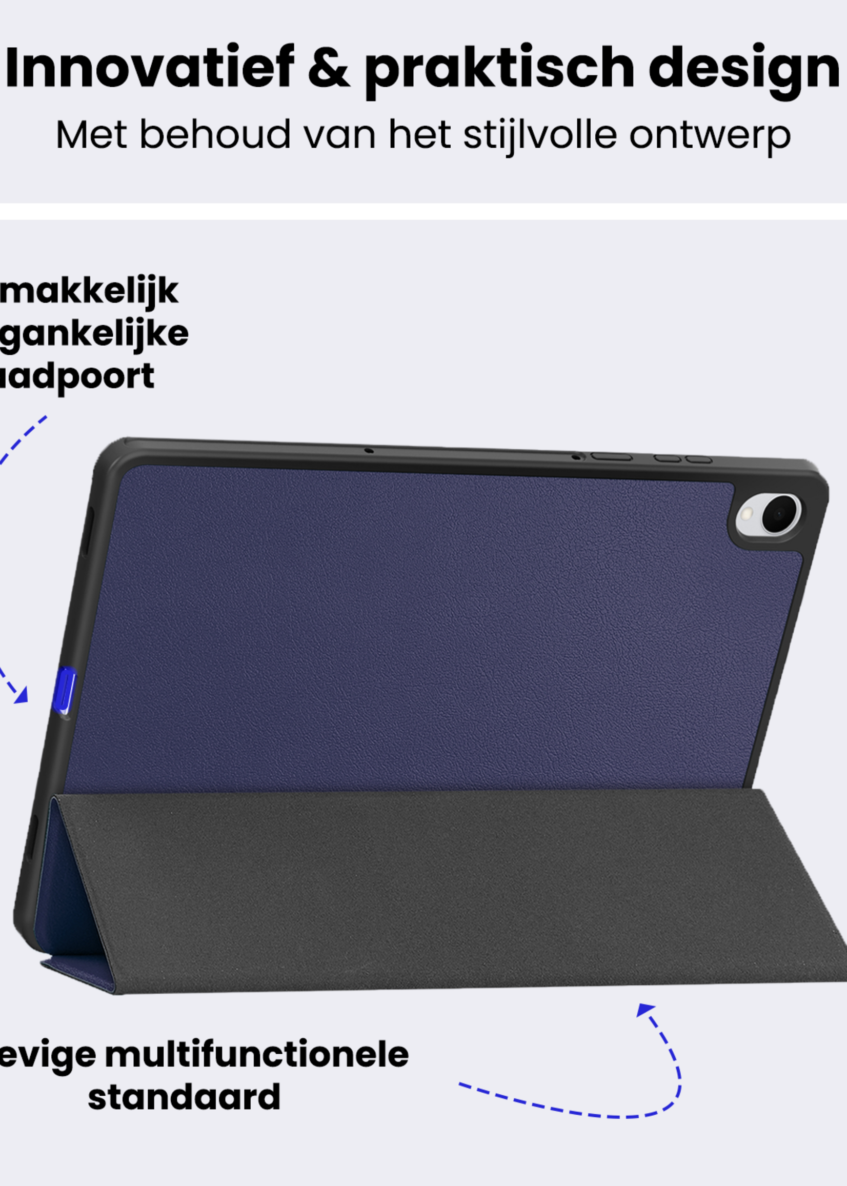 BTH BTH Samsung Galaxy Tab S11 Hoesje Met Uitsparing S Pen Met Screenprotector - Donkerblauw