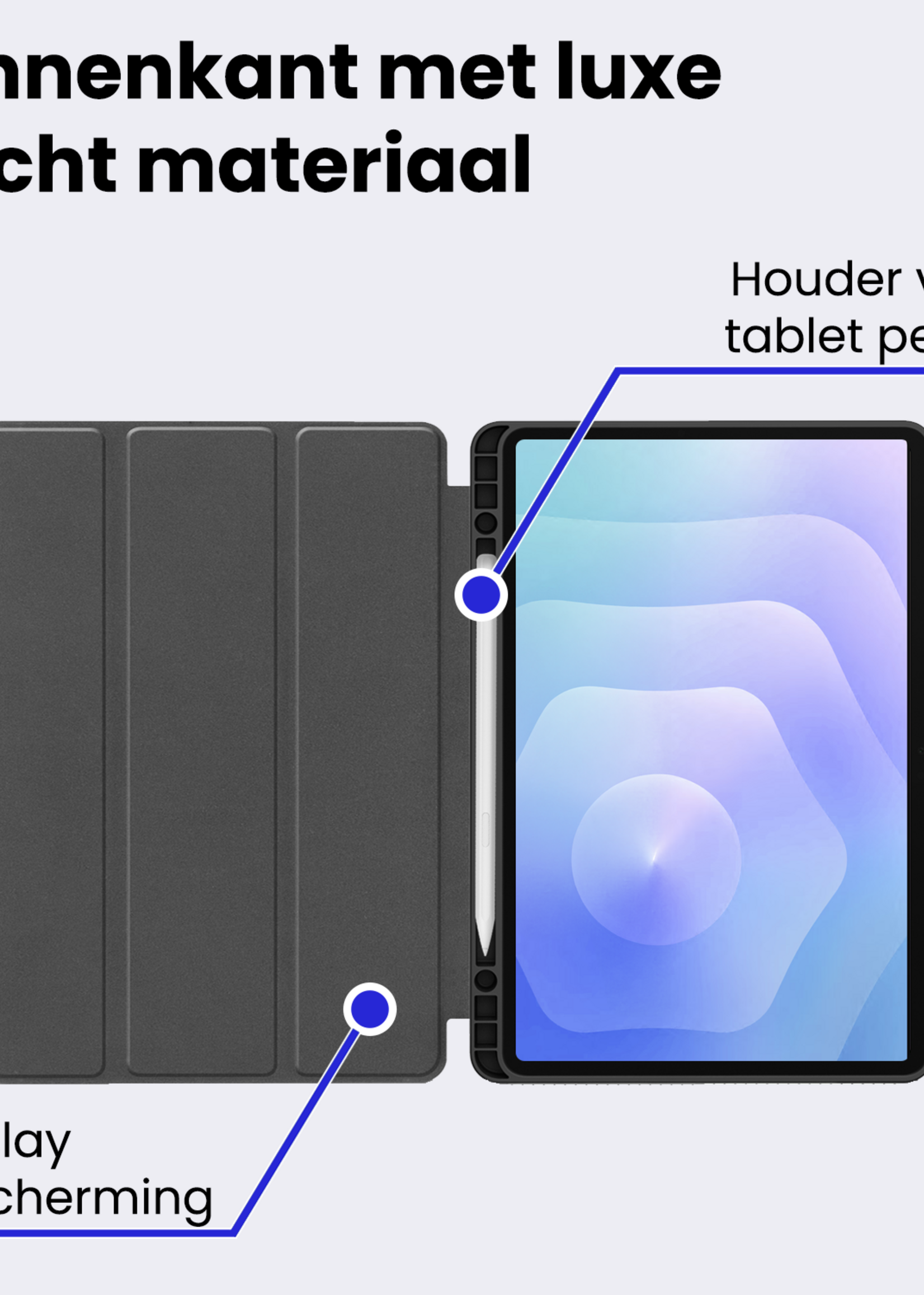 BTH BTH Samsung Galaxy Tab S11 Hoesje Met Uitsparing S Pen Met Screenprotector - Donkerblauw