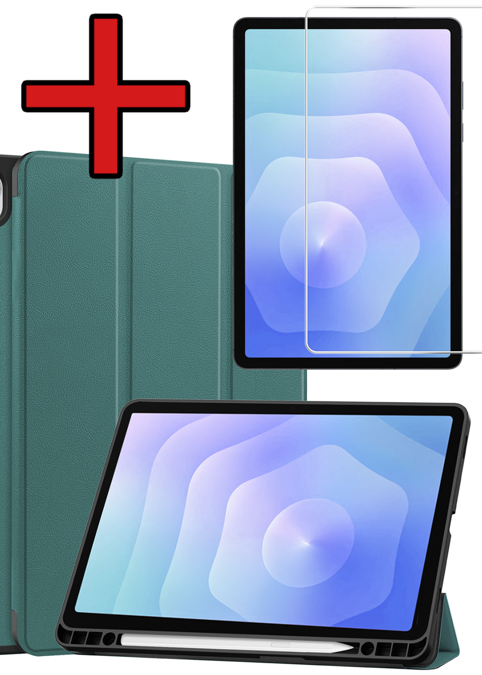 BTH BTH Samsung Galaxy Tab S11 Hoesje Met Uitsparing S Pen Met Screenprotector - Donkergroen