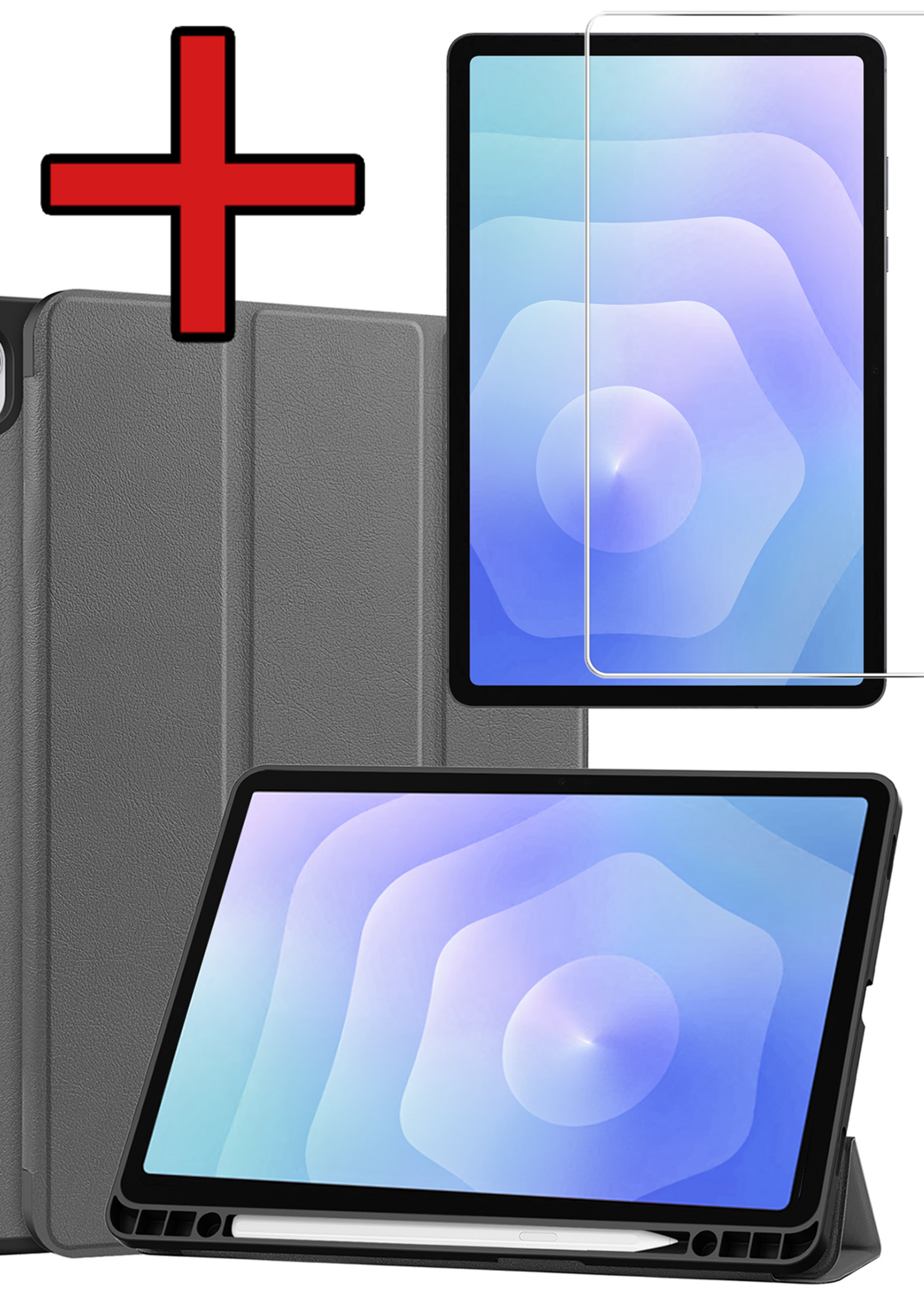 BTH BTH Samsung Galaxy Tab S11 Hoesje Met Uitsparing S Pen Met Screenprotector - Grijs